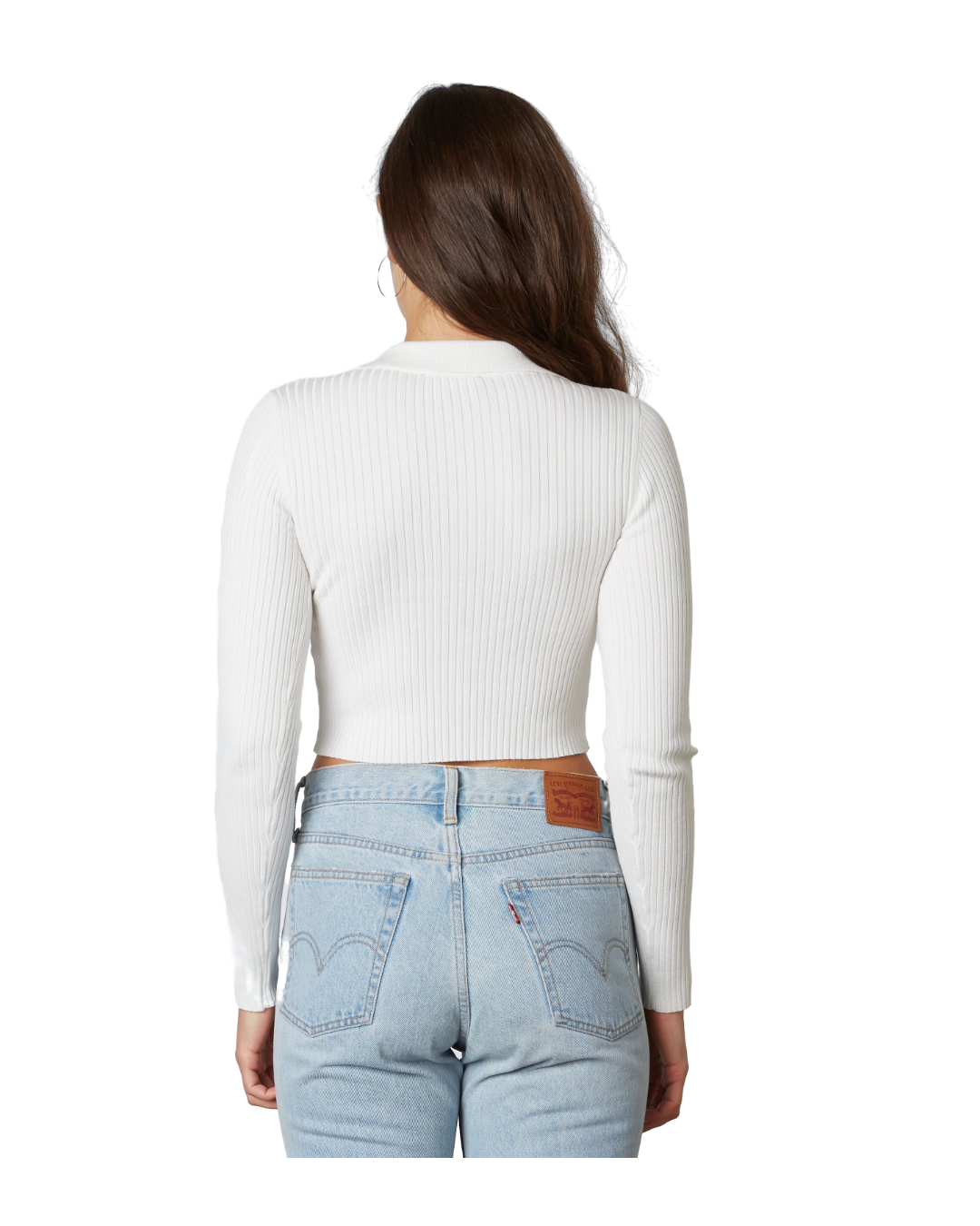 Collar V Rib Crop Top